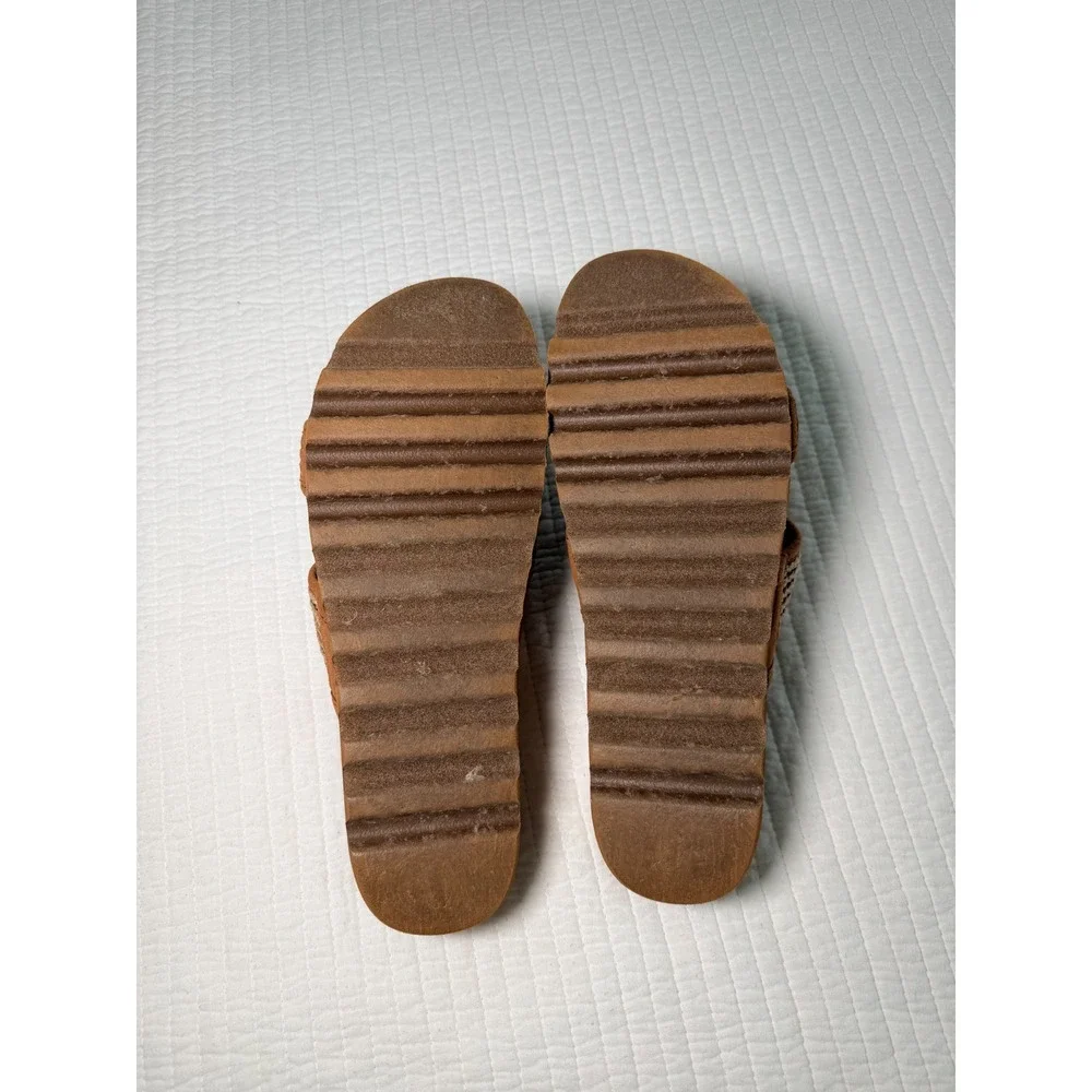 Reef Cushion Vista Hi Womens Platform Sandals Tan Brown Cork Slides Size 9.5